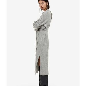 Gray Rib-Knit Dress With Collar Fits XS-M